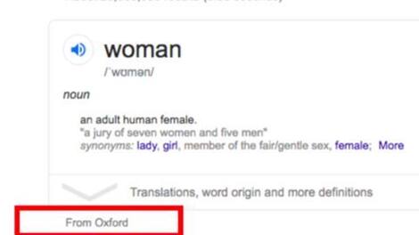 Google, Bing have since started attributing definitions to Oxford